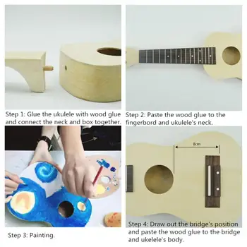 23 Palčni Ukulele DIY Kit Komplet Palisander Fingerboard Havajske Kitare za Začetnike Glasbila Deli za Handwork Slikarstvo