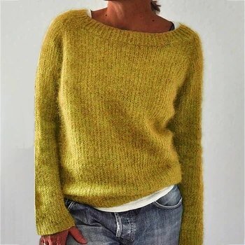 Nov slog, dame jopica jesenskih in zimskih oblačil barva O-vratu pulover z dolgimi rokavi pulover pleten pulover bluzo