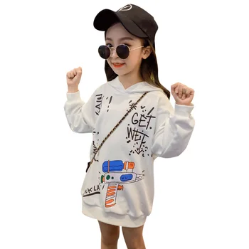 Risanka Otroci Dekleta Hoodies Plašč Dolgo Majica hoodie Moda Priložnostne Puloverji Bombaž Puloverji Baby Dekleta Obleke Pomlad, Jesen