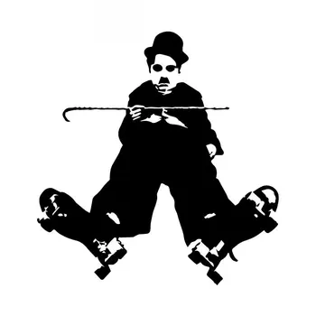 Charlie Chaplin Nalepke Visoko kakovostne Avto Windows na Drsalke z Osebno Nepremočljiva PVC Nalepke Črna/bela, 16*15 cm
