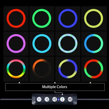10palčni RGB LED Selfie Obroč Fill Light z Nastavek za Stojalo Fotografija Zatemniti Obroč Lučka za TikTok Youtube Ličila Video Luči