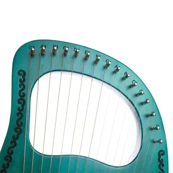 Muslady Liro 16 String Harfo Prenosni Visoka Kakovost Masivnega Lesa, Mahagoni, Harfo 16 String Strunska Glasbila, Zelena Harfo