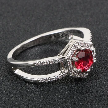 BIJOX ZGODBA letnik 925 sterling srebrni prstan z okroglo obliko ruby gemstone fine obroči za ženske obletnico poroke stranka darilo