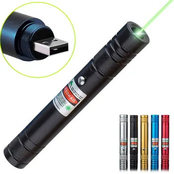 Zeleni Laser USB za Polnjenje polnjenje Visoko Moč Žarka Zelena Prenosni 5mW Laserski kazalnik Pero Močna luč gori laser