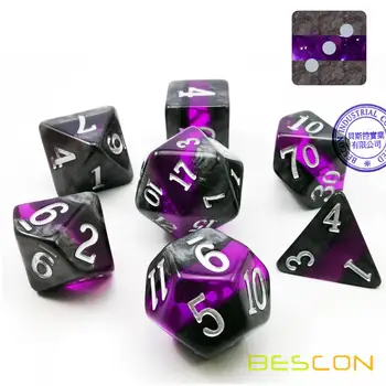Bescon Mineralnih Kamnin GEM TRTO Polyhedral D&D Kocke, Sklop 7, RPG igra Vlog Igra Kocke 7pcs Niz AMETIST