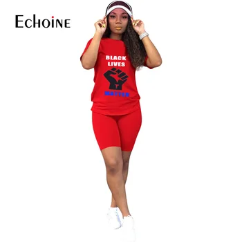 Echoine 2020 poletje Ženske Pest tiskanja šport tee vrhovi, hlače, obleka dva kosa iz modni trenirko ujemajoče niz obleke sweatsuit