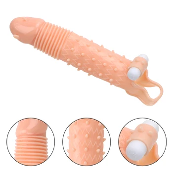 OLO za Večkratno uporabo Penis Širitve Kondomi Extender z vibriranjem Dick Rokav Zapozneli Izliv Spolnih Igrač Za Moške Odrasle Izdelki