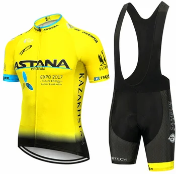 Novo leto 2020 Rumena Astana Kolesarska ekipa jersey 9D kolesarske hlače Quick Dry Mens Kolesarska oblačila team pro KOLO Maillot Culotte