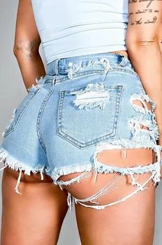 Vroče prodaje poletje ženska seksi Raztrgala traper hlače visoko pasu nezakonitih tassel slim hlače jeans S-2XL padec ladijskega prometa