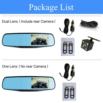 4.3 Palčni Full HD 1080P Avto Dvr Kamera Samodejno Dash Cam Rearview Mirror Dash Digitalni Video Snemalnik Dual Objektiv Kamere Registratory