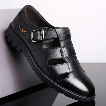 Črni Sandali Moški Poletni Čevlji 2020 Priložnostne Čevlji Usnja Mens Sandale Visoke Kakovosti Poletje Moški Čevlji KA1389