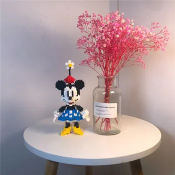 Disney Cute Anime Risanke Mickey Minnie Diy Mini Stavbe, Bloki, Opeke Figuric Model Otroci Igrače Juguetes Darila