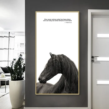 Skandinavski Slog industrijske deco slike Črno-belem konju, plakatov in fotografij cuadros decoracion življenje je čudno, deco doma