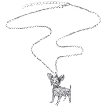 Bonsny Zlitine Prekrita Antique Silver Chihuahua Psa, Ogrlico, Obesek Srčkan Živali, Hišne Živali Nakit Za Otrok Dekleta Klasično Darilo Dekoracijo