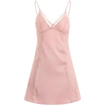 Novi Seksi zanko Proti-vrat ledu svile čipke poletje Backless nightdress barva modni dom obleka ženska plus velikost