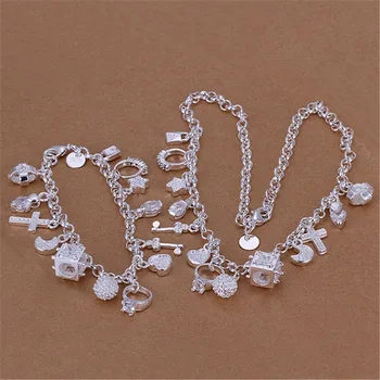 Božično darilo Lepa poroka, srebrna barva moda 13charms kristalni obesek za ženske stranka ogrlica, zapestnica nakit Set S74