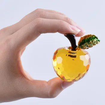Obrazi ena Rumena Kristalno Steklo Apple Meduze obtežilnik za papir Poroko Wicca Spominek Novost Gospodinjstev Amber 40 mm