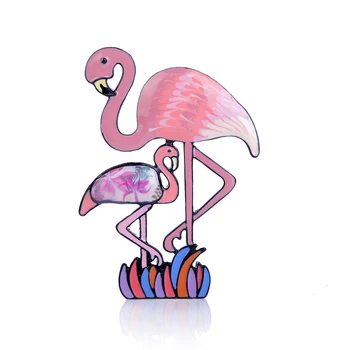 Cring Coco 2019 Modrega Emajla Flamingo Broške za Ženske Trendy Risanka Ptica Zatiči Broška Dekleta Zlitine Darilo za materinski Dan Vroče