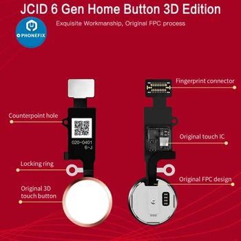 5pcs/veliko JCID 6 Gen 3D Home Gumb 3D & Touch Edition za iPhone SE 7 7P 8 8P Domov Vrnili na Dotik Gumb Prstnih Flex Kabel