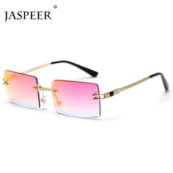 JASPEER 2021 Retro Pravokotnik sončna Očala Ženske RimlessUV400 Vožnjo sončna Očala Moški Letnik Ogledalo Odtenkih Modnih Očal