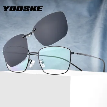 YOOSKE Magnetizem Polarizirana sončna Očala Moški Ženske Posnetek Na Očala na Recept Očala Kovinski Okvirji Optični Eyeglass