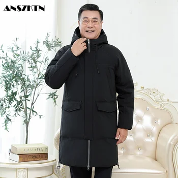 2020 nove modne zimske debele dolge moške navzdol jakno luksuzni visoke kakovosti krzno ovratnik nov slog middle age moški priložnostne toplo hooded