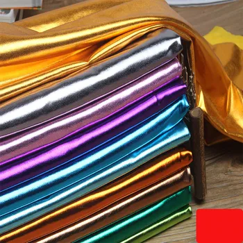 150 cm*50 cm Stretch Sijoče Zlato Folijo porjavelost Spandex Tkanine Materiala PU sijajni usnje, tkanine za DIY fazi cosplay kostum Obleko