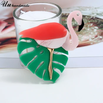 Broška Zatiči Pink Flamingo Broške za ženske ljubezni srčkan darilo Emajl river pin Broche Broches 2018 modni nakit dodatki