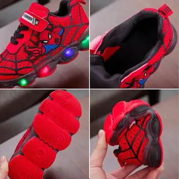 Otroci Priložnostne Čevlji Svetlobna Superge Fant Dekle Spiderman LED Luči Gor Čevlji S Svetlobo Žareče Otroci Čevlji Otrok Led Superge
