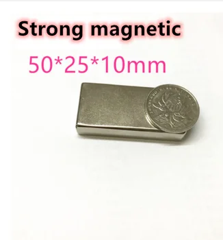 N52 Magnetics 1PCS Veliko Večino Super Močan Trak Blok Magneti iz Redkih Zemelj Neodymium 50 x 25 x 10 mm 50*25*10 mm