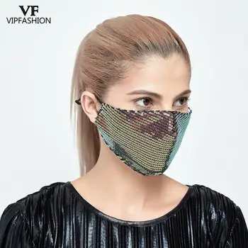 VIP MODA Odrasle Ženske Ponovno Stroj Masko Dustproof Windproof Stranka Sijoče Sequined Čipke Krpo Maske