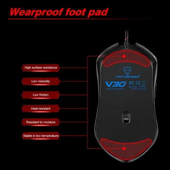 Motospeed V30 Strokovno Žično Gaming Miška 3500DPI Optična USB Računalniška Miška Igralec Miši X7 Android, IOS Tiho Mause Za PC
