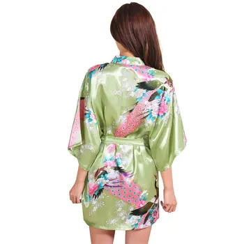 Zeleni Kitajski Ženske Svile Rajon Mini Haljo Seksi Kimono Kopalne Obleke Intimno Perilo Pajama Plus Velikost S M L XL XXL XXXL ZS024