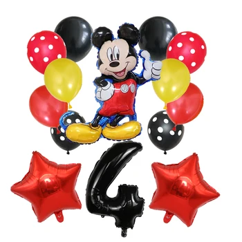 14pcs/veliko Mickey Miške Minnie baloni Mickey Mouse Rojstni Dekor Baby Tuš 32inch Število Balon Polka Dot Globos