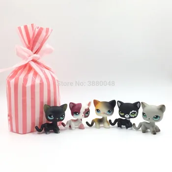 LPS CAT 5 Kos/vrečko Pravi pet shop srčkan igrače mačka model redkih živalskih stoji kratke lase kitty zbirateljske igrača za otroke z vrečko darilo