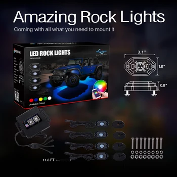 MICTUNING 4 Stroki Avto RGB LED Rock Dekorativna Luč w/ Bluetooth APP Nadzor Timing Funkcija Glasbe Način Multicolor Neonske Svetilke Komplet