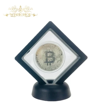 Bitcoin Kovanec Z Kažejo Stojalo Art Collection Darilo Fizično Spominske Plošče Kovinske Starinsko Imitacija