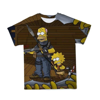 Poletje Novo Simpsons 3D moška Oblačila T-Shirt Udobno In Dihanje Fine Navaden Krpo Gradiva O-Vratu T-Shirt Oblačila