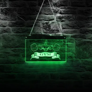 Domači Telovadnici Prijavite Razsvetljavo Stenski Dekor Prilagodljiv Fitnes Uteži Prijavite Multi Barve LED Viseče Akril Odbor