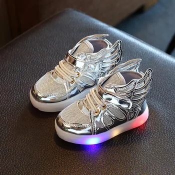 Otrok Fantje Dekleta LED čevlji Angel Krila Otroci Modni čevlji Dekleta baby čevlji žareče superge obutev za Otroke SH008