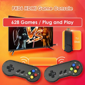 PK06 Mini 4K Video Igra Konzola Dvojno Igralci Gradijo v 628 Classial Igre Retro Igra Konzola w/2 Brezžični Krmilnik HDMI Izhod