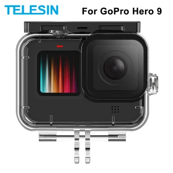 TELESIN 50M Vodotesno Ohišje Podvodnega Kaljeno Steklo Objektiva Potapljaško Ohišje Pokrov za GoPro Hero 9 Črna Kamera dodatna Oprema