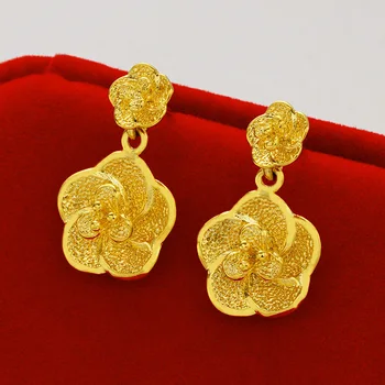 Minimalističen Nakit cvet obliko Uhani Za Ženske 24K gold Nakit Brincos 2020 Moda Stud Uhani nakit, izdelava bijoux