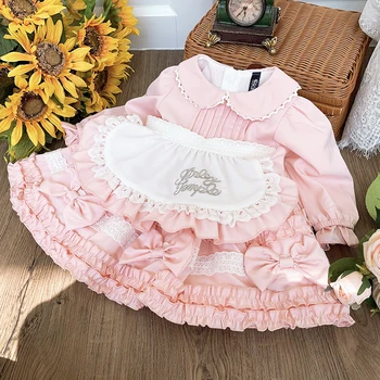 2Pcs španski Baby Dekleta Oblačenja Lolita Princess Obleke Žogo za Malčke Boutique Oblačila Otrok 1. Rojstni dan, Poroko, Stranka Obleke