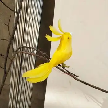 Rumeno perje ptic približno 12 cm trdi model Fotografija prop,doma vrt dekoracijo igrača darilo s1584