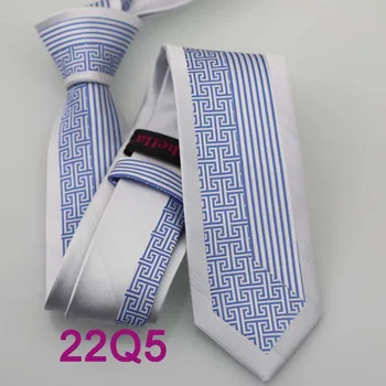 Novo YIBEI Coachella Tkane SLIM vezi SUH Silver & Modro Neckties Meji Preveriti& Navpične Črte Človek Cravatta OZKEM Vratu Kravato