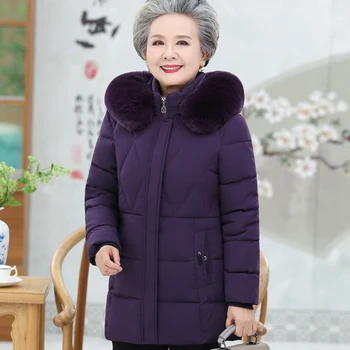 Zimska jakna ženske srednjih let in starejših bombaž parka mati in babica obleko oblačila plašč ženske debel plašč
