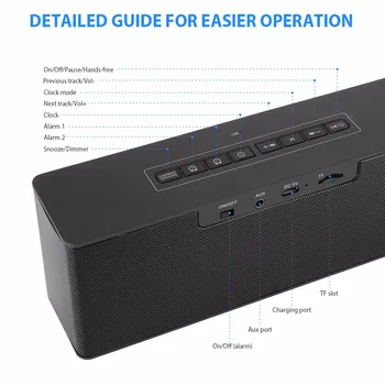 2020 LP - 06 Budilka Bluetooth Zvočnikov Globoke nizke tone Brezžični Zvočniki Podpira prostoročno Klicanje TF FM Ogledalo Budilka