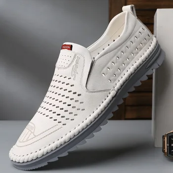 Pravega Usnja Moške Priložnostne Čevlji Luksuzne blagovne Znamke 2020 Mens Loafers Moccasins Dihanje Zdrsne na Črno Vožnjo Čevlji Plus Velikost