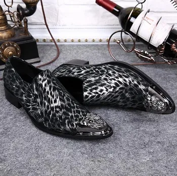 Choudory ročno izdelani čevlji italija poročno obleko 2017 antilop pravega usnja železa pointy maturantski čevlji Leopard elegantno formalno čevlji moški